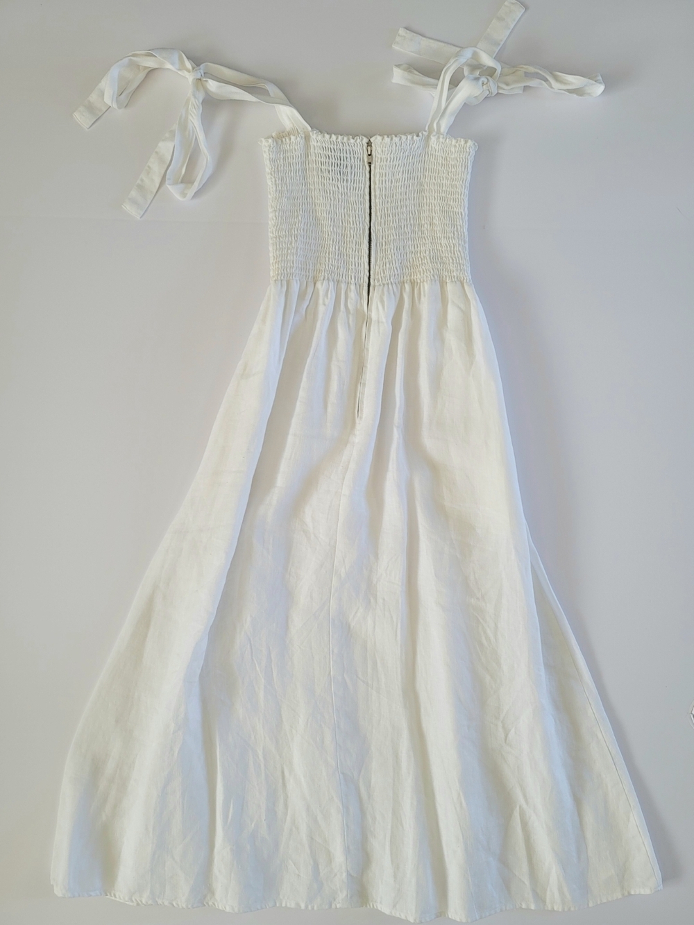 Reformation Canyon White Linen Smocked Midi Dress XS - Picture 5 of 10